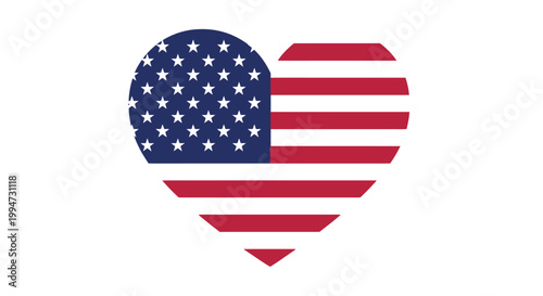 Patriotic Heart with American Flag Design