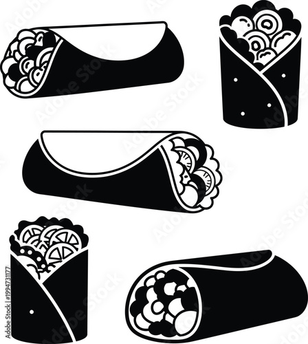 Black and white sushi rolls food japanese food