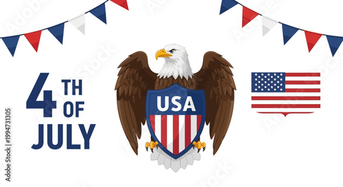 Patriotic American Eagle on Independence Day Background
