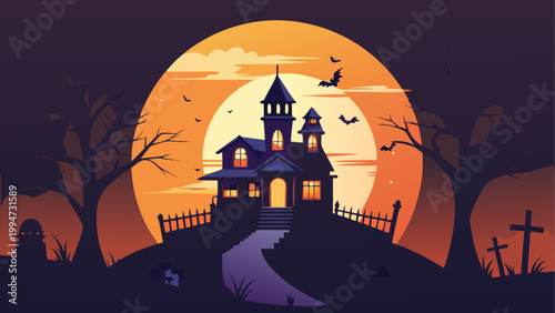 Silhouette of person raising arms under orange arch at night