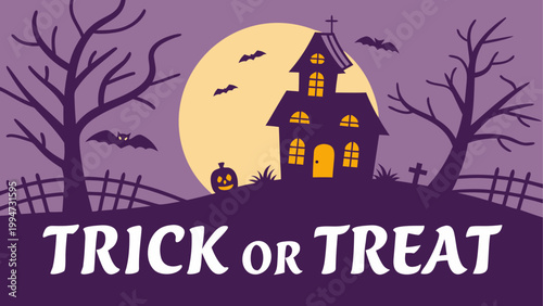 Halloween trick or treat kid with pumpkin bucket at night