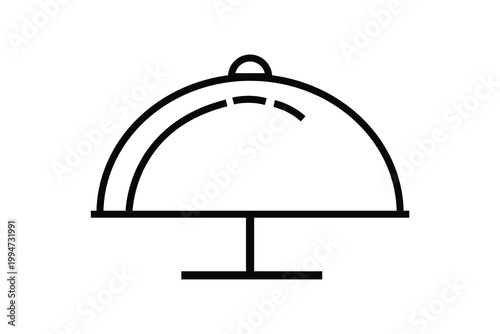 Elegant silver dome serving dish icon minimalist culinary presentation