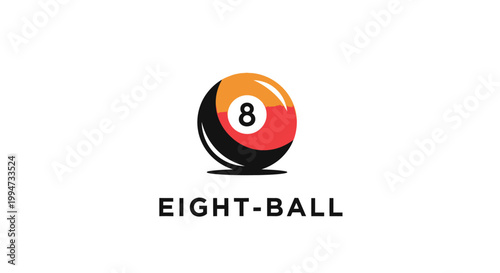Vibrant Eight Ball Graphic on White Background for Billiards.