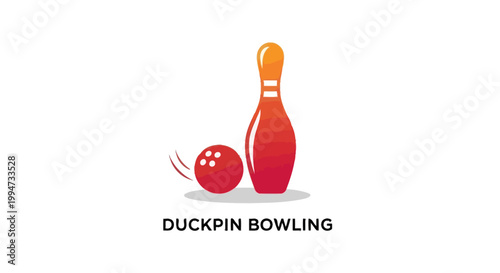 Vibrant Duckpin Bowling Pin and Ball Illustration on White Background.