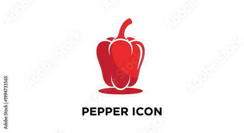 Vibrant Red Bell Pepper Icon Isolated on White Background.