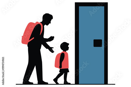Silhouette of a parent dropping off a child at school