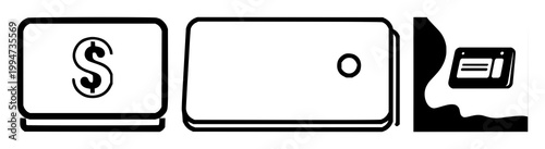 Savings account passbook set with solid black icon on white background featuring financial, banking, iconography with simplicity and minimalism