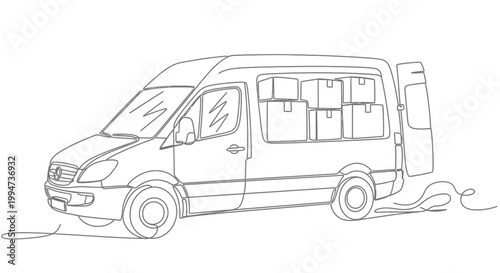 Electric van charging at station.