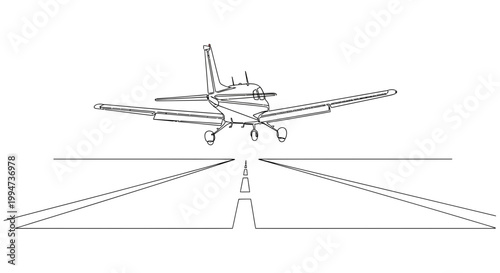 Airplane Taking Off Runway Front View.
