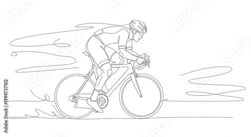 Cyclist Riding a Bicycle Fast Outdoors.