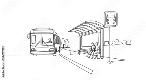 People sitting on bus stop bench.