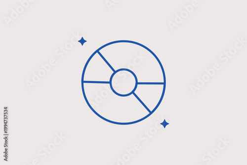 Compact disc line icon for physical media and digital album storage. Retro illustration for music collection archives and data burning software.