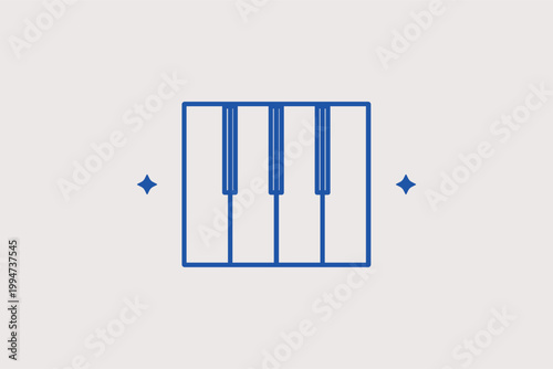 Piano keys line icon for keyboard skills and melodic composition. Professional illustration for online piano courses and music theory tutorials.