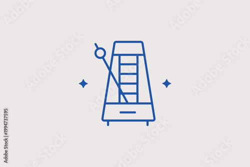 Metronome line icon for tempo maintenance and musical practice. Rhythmic illustration for piano lesson apps and orchestral rehearsal guides.