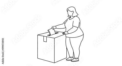 Woman casting vote into ballot box during election process.
