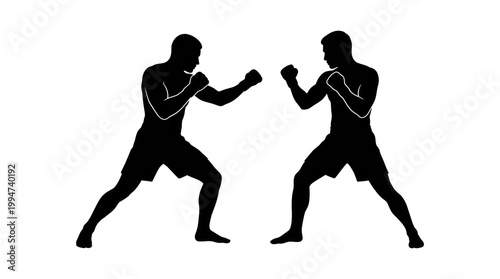 Two men boxing in a ring. The sport concept of combat and physical activity.