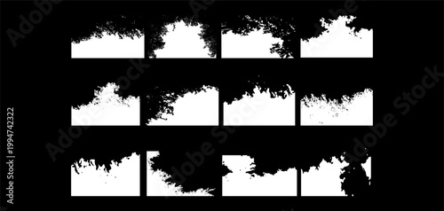 This collection features multiple white grunge border frames with distressed brush textures and rough edges. Ideal for overlay effects, posters, banners, photo frames, and modern graphic templates