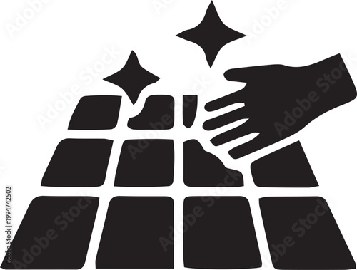 Cleanliness in a Glance: A stylized depiction captures the essence of impeccable cleaning, showcasing the hand in the process of scrubbing, and clean floor
