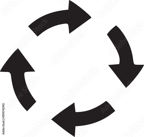 Arrows Cycle: A simple graphic representation of arrows forming a circular cycle, symbolizing continuity, process, and the iterative nature of movement.