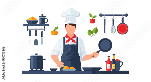 Chef Preparing Food in Kitchen