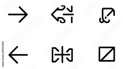 Free Download Minimalist Arrow Symbol Collection: A set of six elegantly designed arrow symbols, perfect for interface design or directional signage. - GFXLoad
