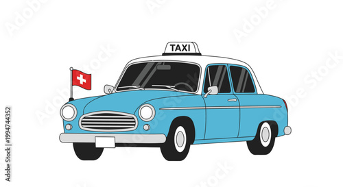 Blue Swiss Taxi Car Vehicle.