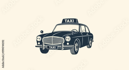 Vintage black taxi car vehicle.