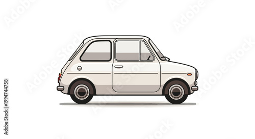 Vintage White Car Side View.