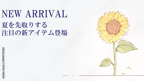 一輪のひまわりが目を引く夏の新作アイテム入荷バナー