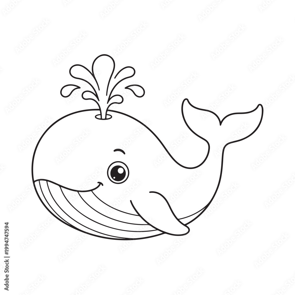 Obraz premium Cute Sea Animals Coloring Pages for Kids, Simple Ocean Animal Line Art, Printable Underwater Creatures Coloring Book