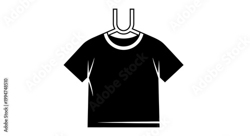 Black T-Shirt on a Clothes Hanger A Simple and Versatile Apparel Icon