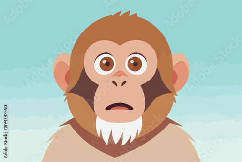 Cartoon Monkey with Surprised Expression Illustration
