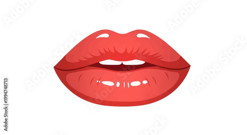 Close-up of luscious red lips with a glossy finish, conveying sensuality and allure in a vibrant, attractive presentation