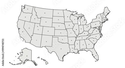 United States of America map with all states labeled clearly