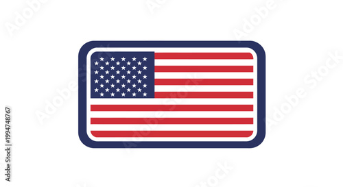 American flag with a blue border and rounded corners, representing patriotism and national pride