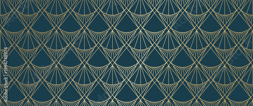 Luxury art deco background pattern vector. Abstract gold geometric line and elegant art nouveau with delicate. Illustration design for invitation, banner, vip, interior, fabric and decoration.	