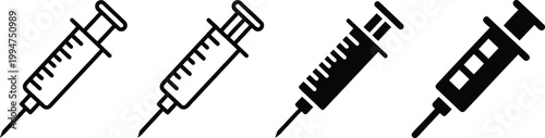Syringe icon. Injection, vaccination and healthcare indicator. Hospital treatment, medicine and vaccine immunization concept. Medical equipment symbol. Doctor, nurse and patient therapy pictogram.
