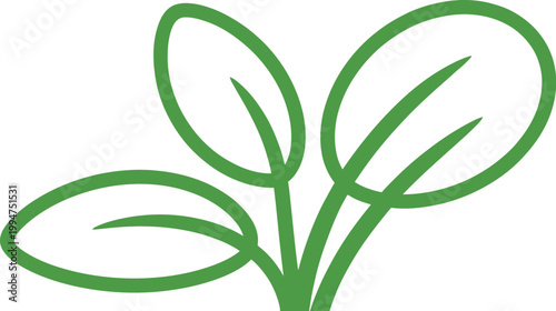 Simple eco friendly sprout icon design featuring organic green outlines of growing foliage for nature conservation and environmental sustainability concepts.