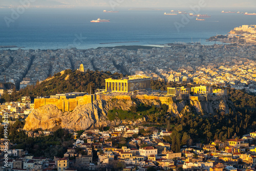 Canvastavla Sunrise over Athens cityscape