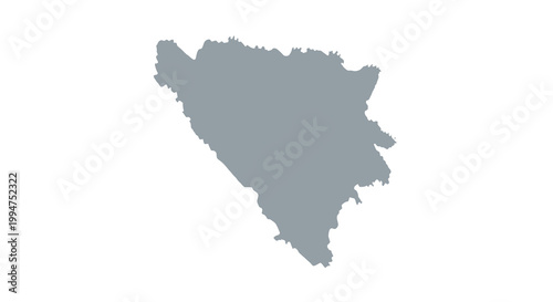 A grayscale silhouette depicts the geographical shape of bosnia and herzegovina a country in southeastern europe high quality