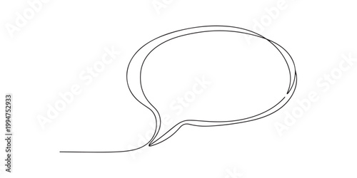 One line drawing Speech bubble vector. Communication chat messenger single line vector linear icon