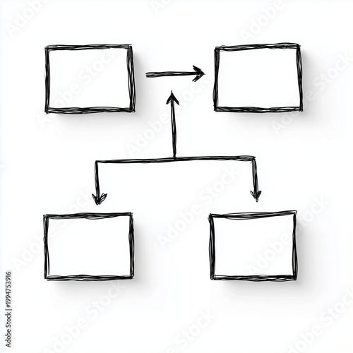 simple hand-drawn flowchart diagram, black and white, sketch style, minimal, clean layout, 3 boxes connected by straight arrows, no extra elements, no shading, no color, plain whit