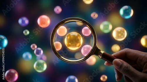 Customer giving rating for quality product with magnifying glass, Opinion survey feedback