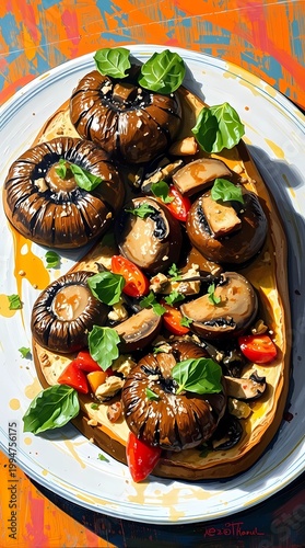 mushroom bruschetta recipe appetizer garlic creamy vegan italian toast topping with herbs rustic plated on wooden table warm lighting gourmet style