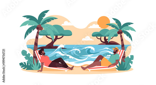 A modern graphic design featuring tropical leaves and geometric shapes, creating a fresh and vibrant border. Ideal for website headers, social media p