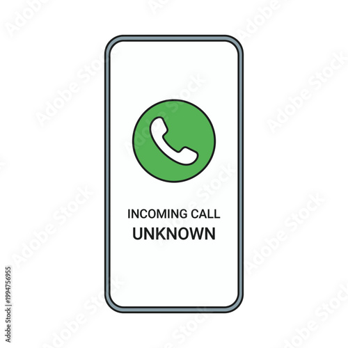 Smartphone with Incoming Call from Unknown Caller Illustration - Digital Communication Concept