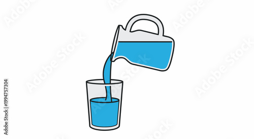 Water Pouring from a Pitcher into a Glass Illustration