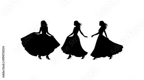 silhouettes of dancing girls