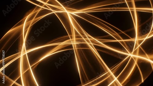 Gold sparks trailing on black background in abstract design  