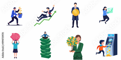 Flat Style Finance Business Illustration of Investment Growth and Financial Success Concept